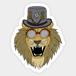 Roaring Steampunk Lion Sticker